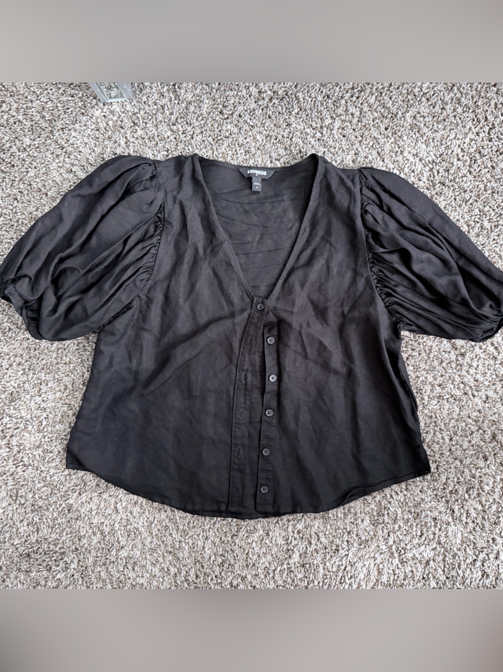Express Charcoal V-Neck Knit Top